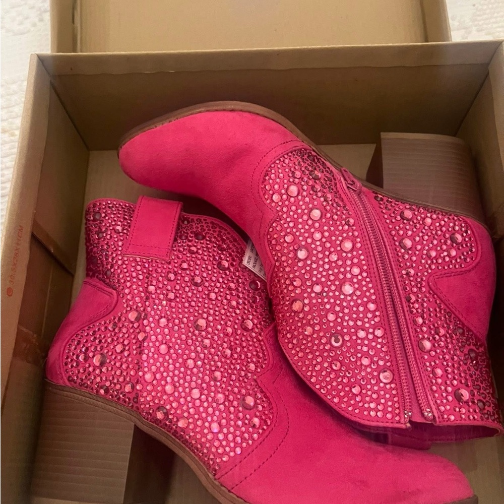 Stylish Pink Embellished Ankle Boots